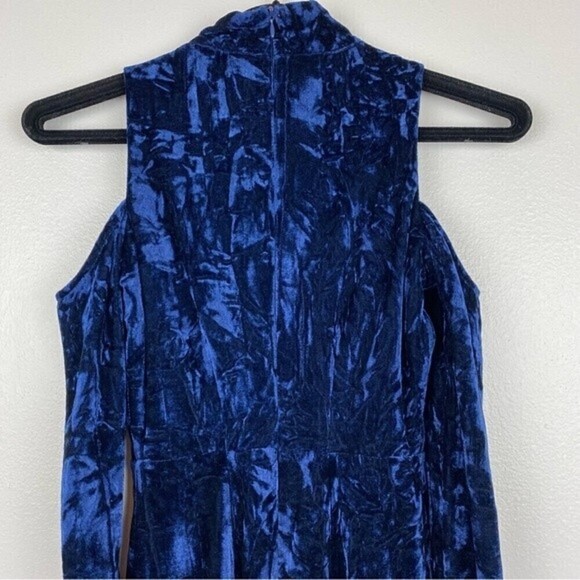 Lulu's A Little Crush Navy Blue Velvet Cold-Shoulder Bodycon Dress Size XS - Picture 7 of 12